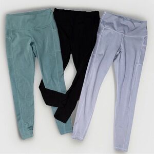 Bundle of 3 Women’s Leggings Cosco Brand & Daniskin Sage Lilac & Black Size S